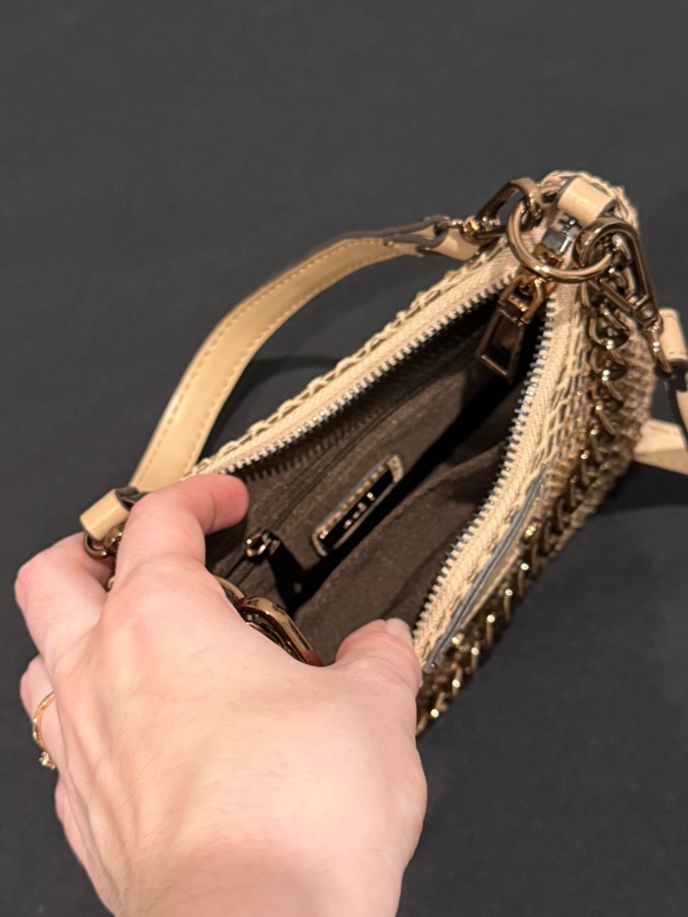 Aldo Tan Rhinestone & Mesh Mini Purse - Picture 4 of 4